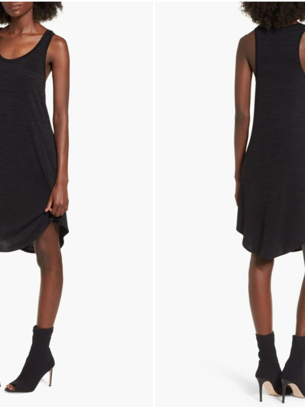 Leith Nordstrom Black Knit Shift Racerback Casual Dress Size L